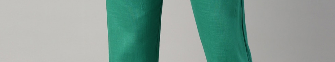 Buy GOLDSTROMS Women Green Solid Cotton Trousers - Trousers for Women ...