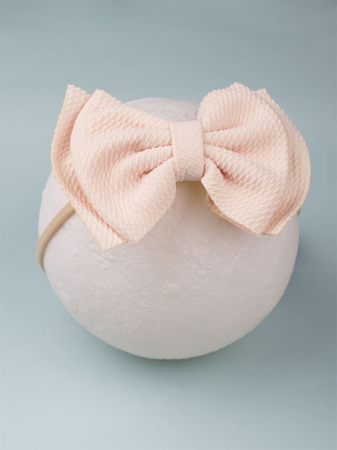Buy Arendelle Girls Peach Coloured Cloth Bow Hairband Hair Accessory