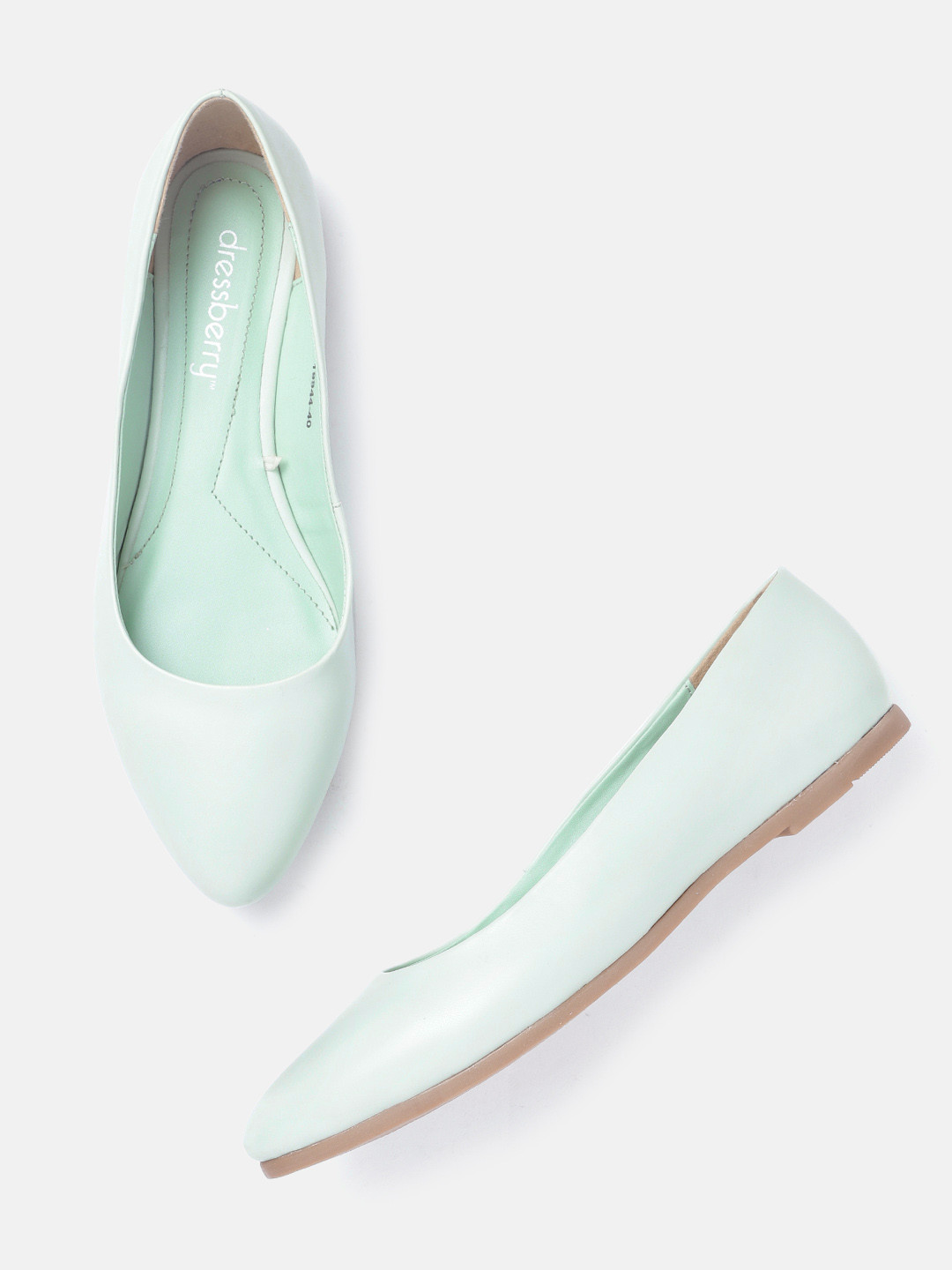 Buy DressBerry Women Mint Green Patent Finish Ballerinas Flats for