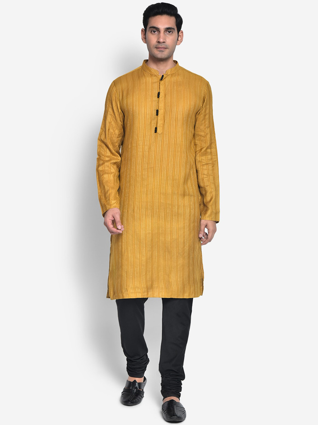 Buy KISAH Men Mustard Yellow Kurta With Churidar Kurta Sets for Men
