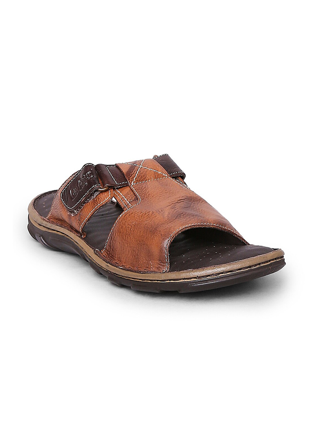 Buy Lee Cooper Men Tan Leather Comfort Sandals - Sandals for Men ...