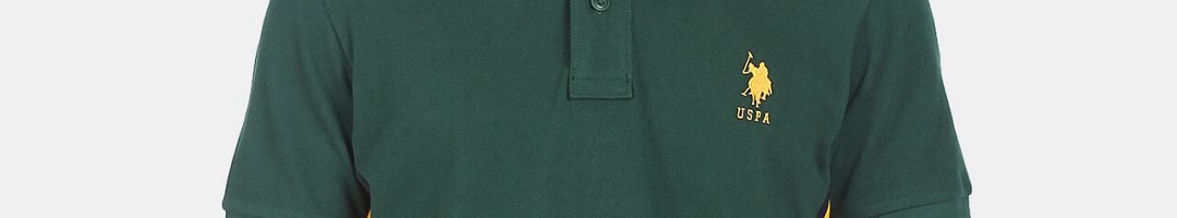 Buy U S Polo Assn Men Green Polo Collar Pure Cotton T Shirt - Tshirts ...