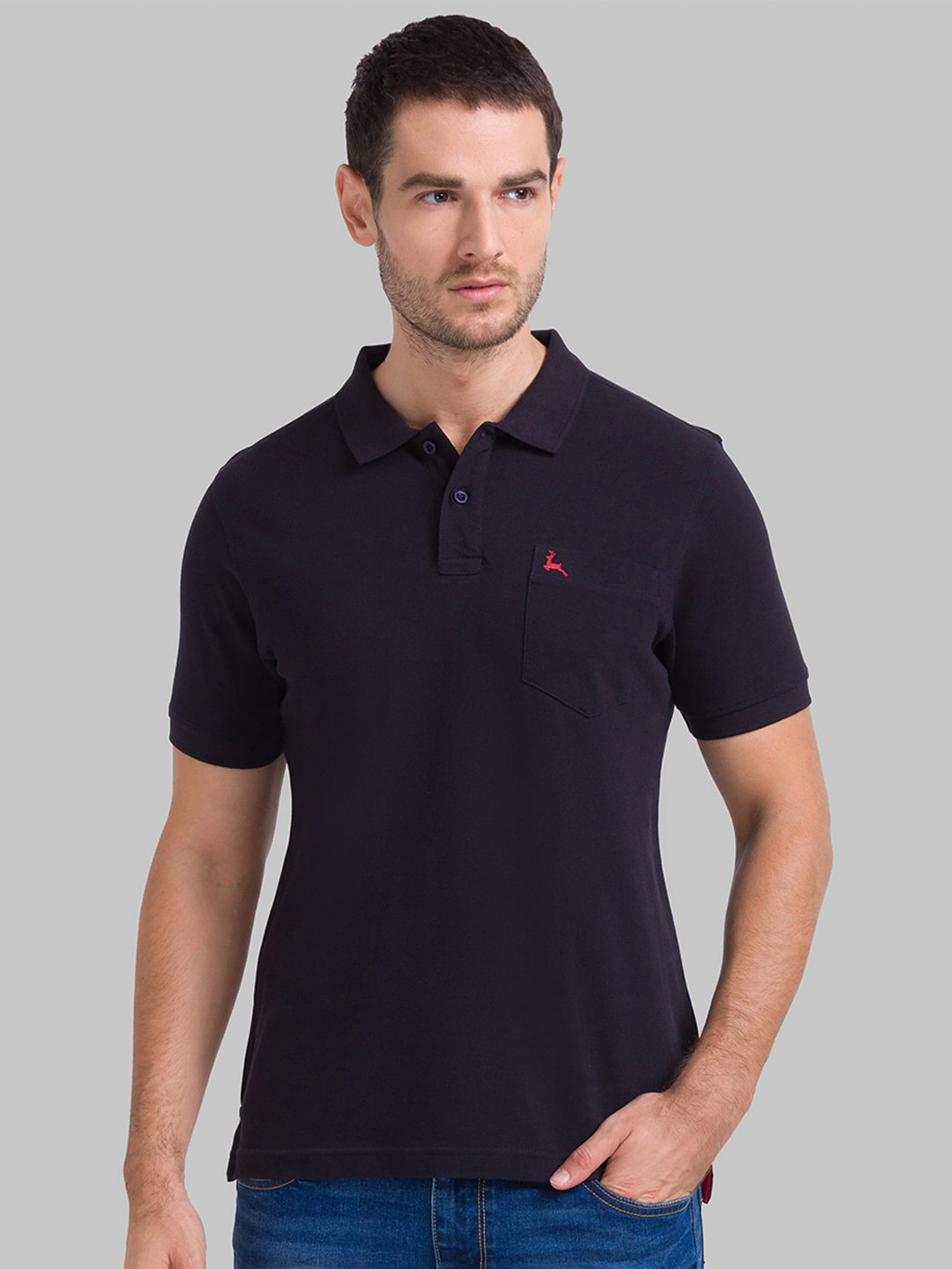 Buy Parx Men Blue Polo Collar Applique T Shirt - Tshirts for Men ...