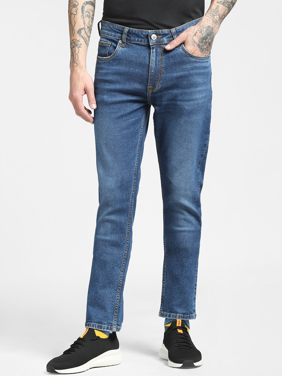 Buy Jack & Jones Men Blue Slim Fit Mid Rise Mildly Distressed Jeans