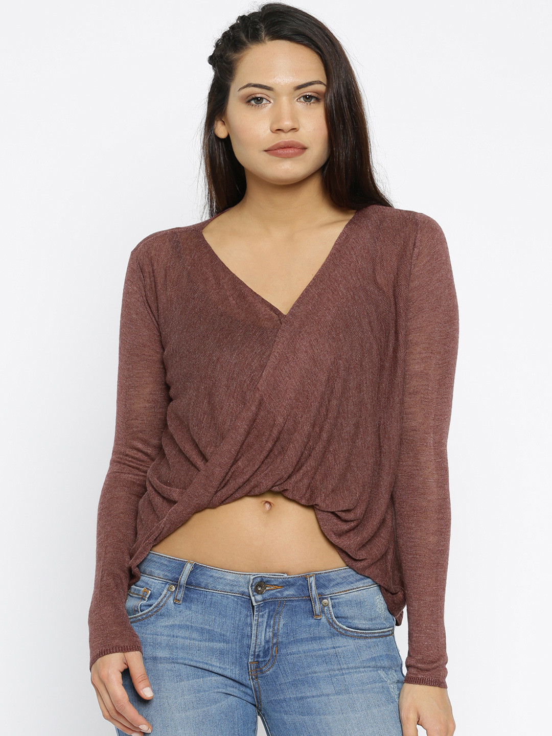 Women's Taupe Print Hooded Top