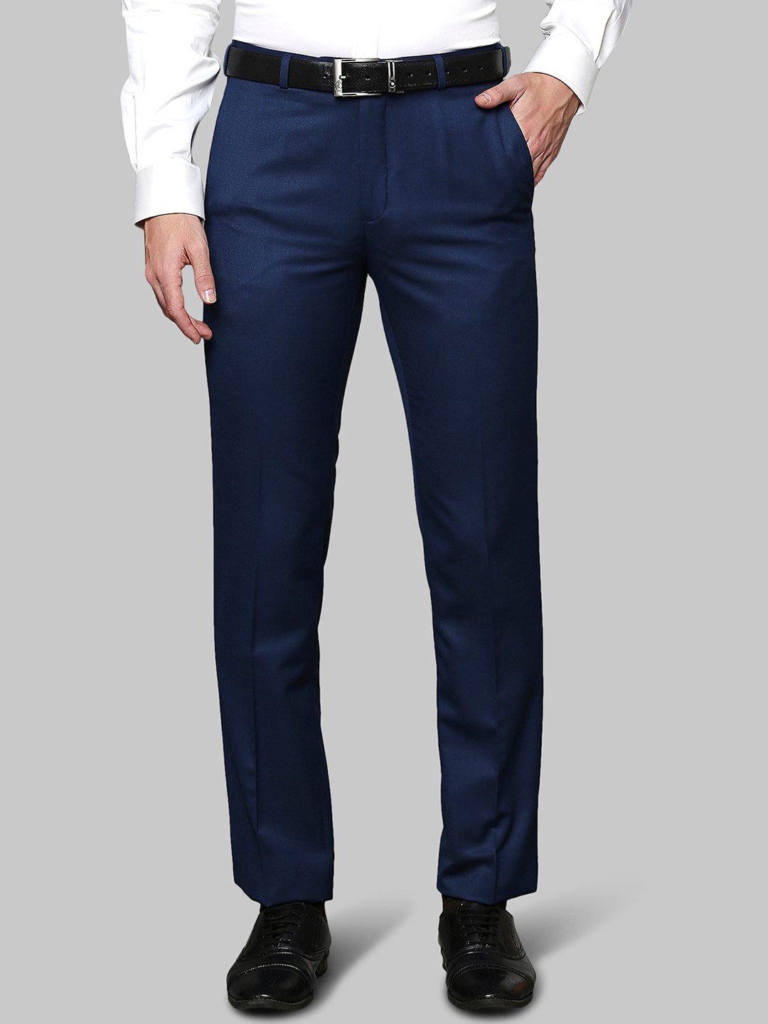 Buy Raymond Men Navy Blue Regular Fit Trousers - Trousers for Men ...