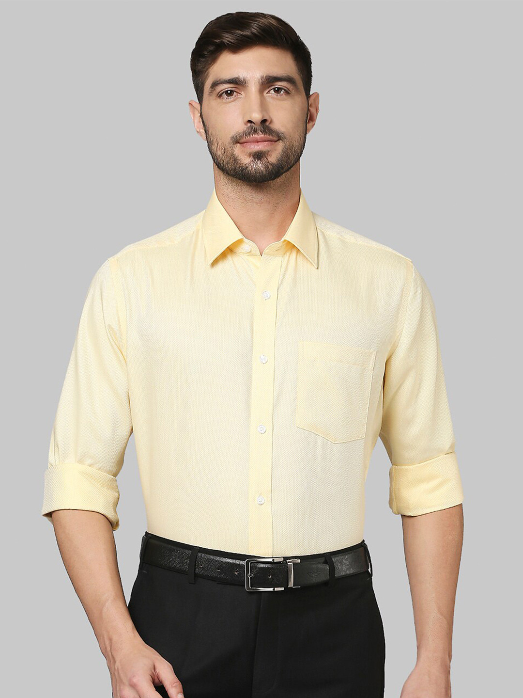 Buy Park Avenue Men Yellow Regular Fit Cotton Formal Shirt Shirts for