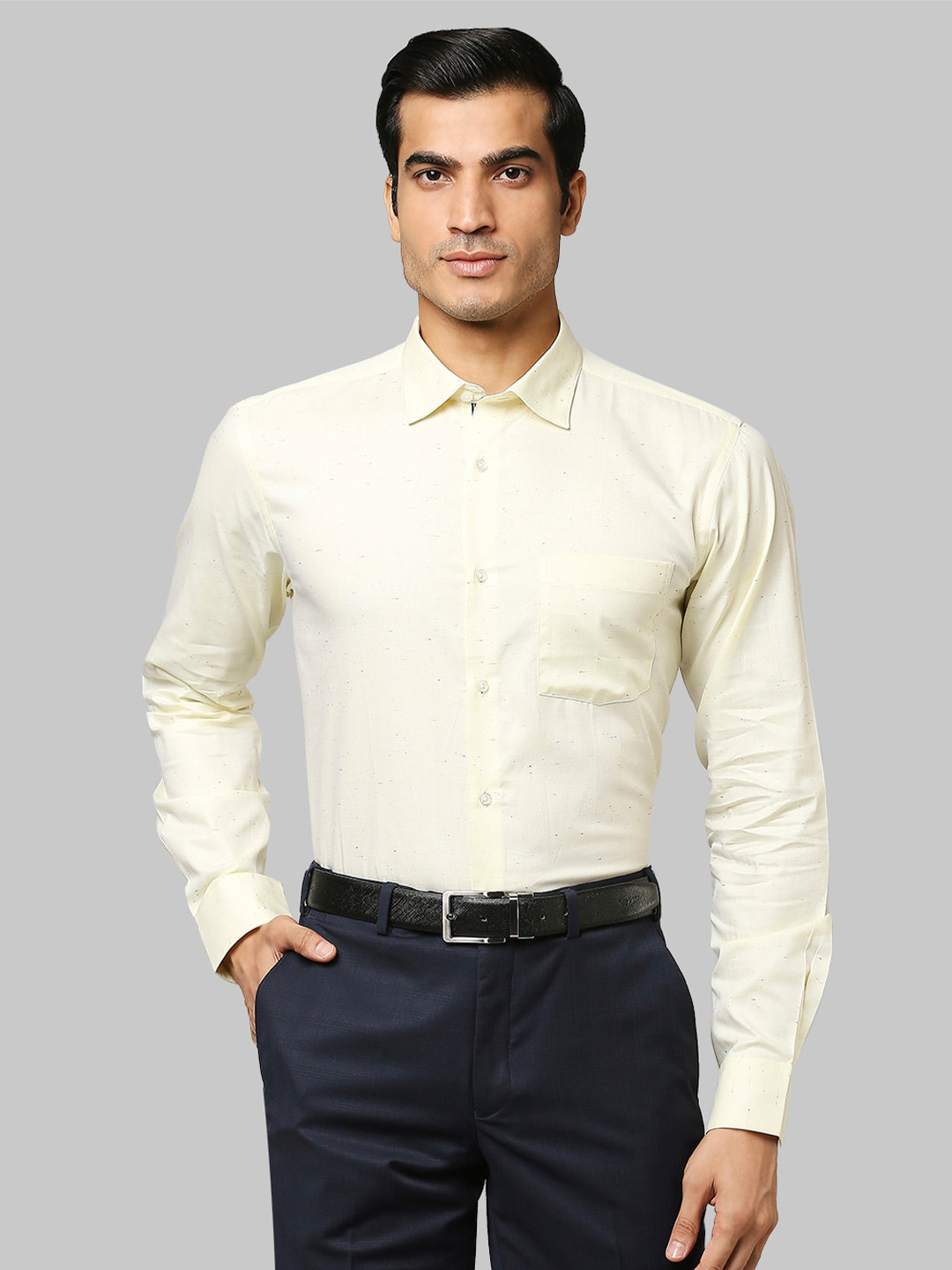 Buy Park Avenue Men Yellow Slim Fit Cotton Formal Shirt Shirts for