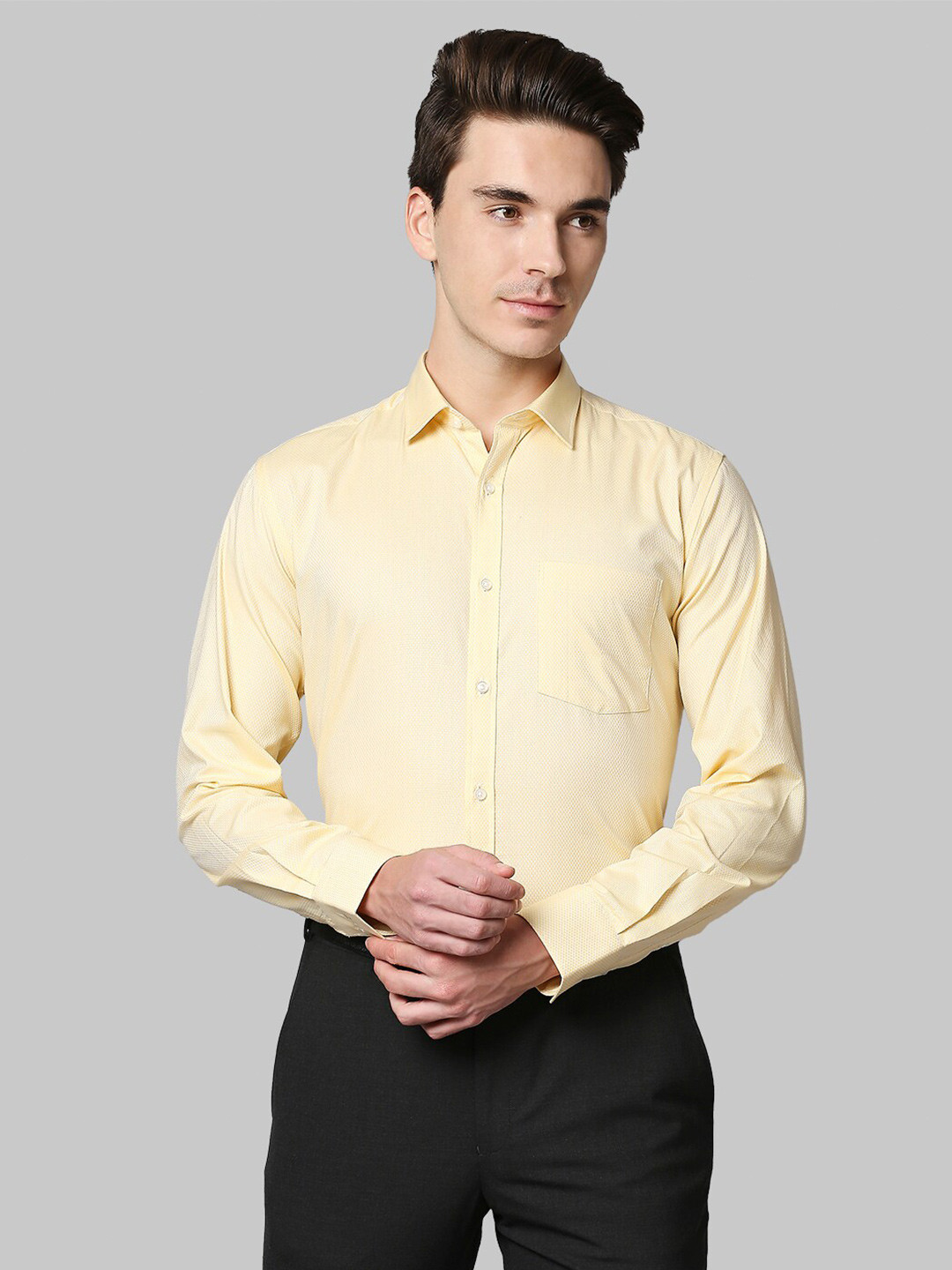Buy Park Avenue Men Yellow Slim Fit Cotton Formal Shirt Shirts for