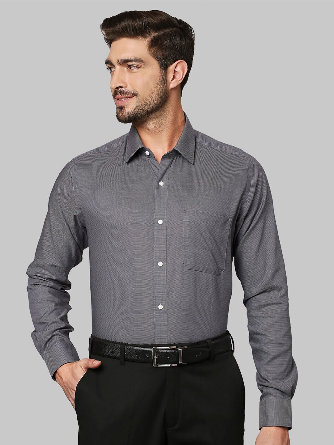 Buy Raymond Men Grey Melange Formal Shirt - Shirts for Men 17421430 ...