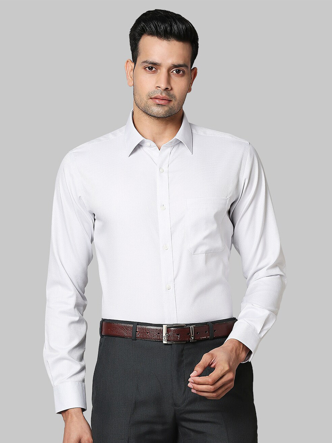 Buy Raymond Men Grey Slim Fit Formal Cotton Shirt Shirts for Men