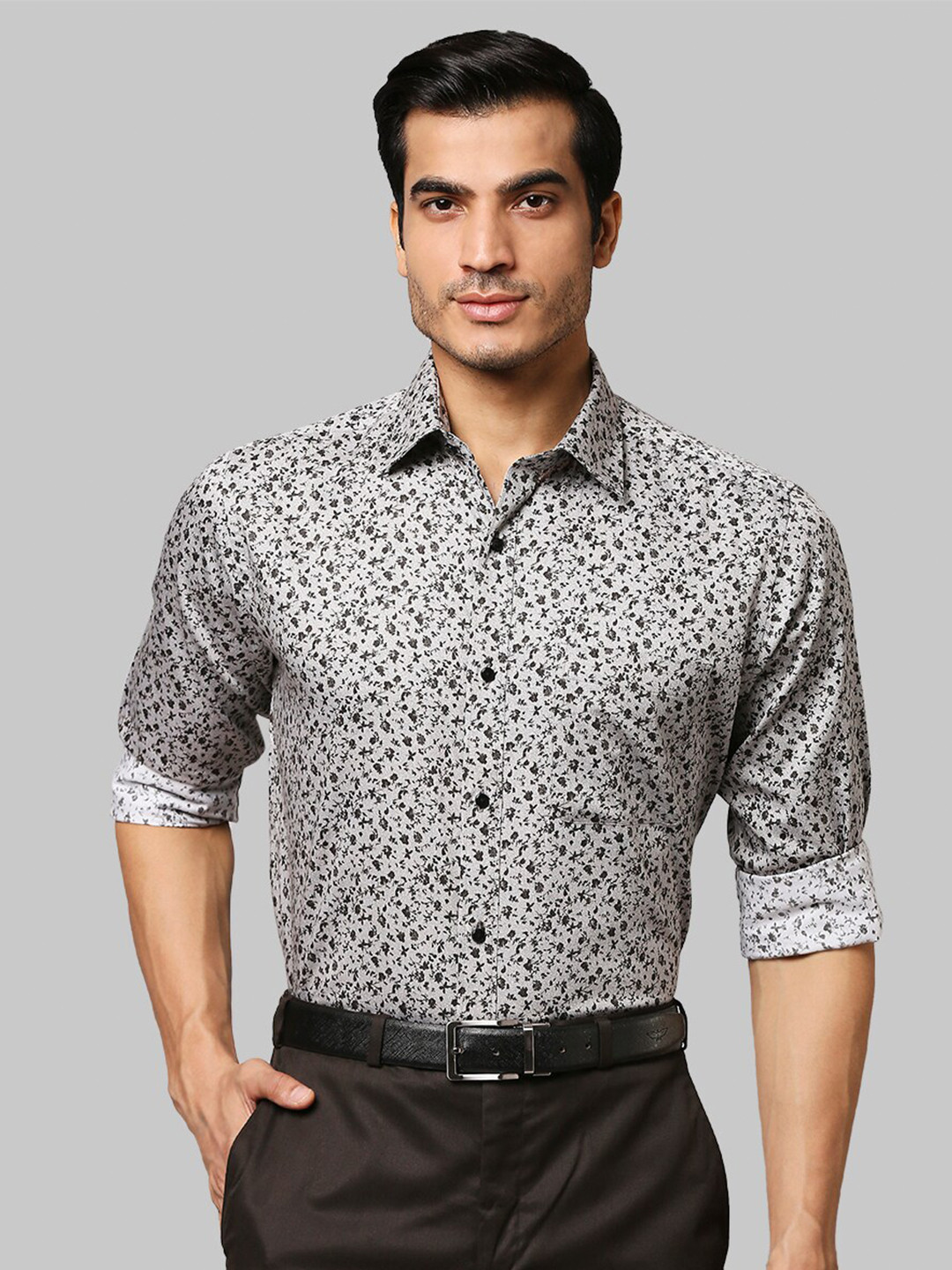 Buy Raymond Men Grey Slim Fit Ditsy Floral Printed Formal Shirt Shirts for Men 17421536 Myntra