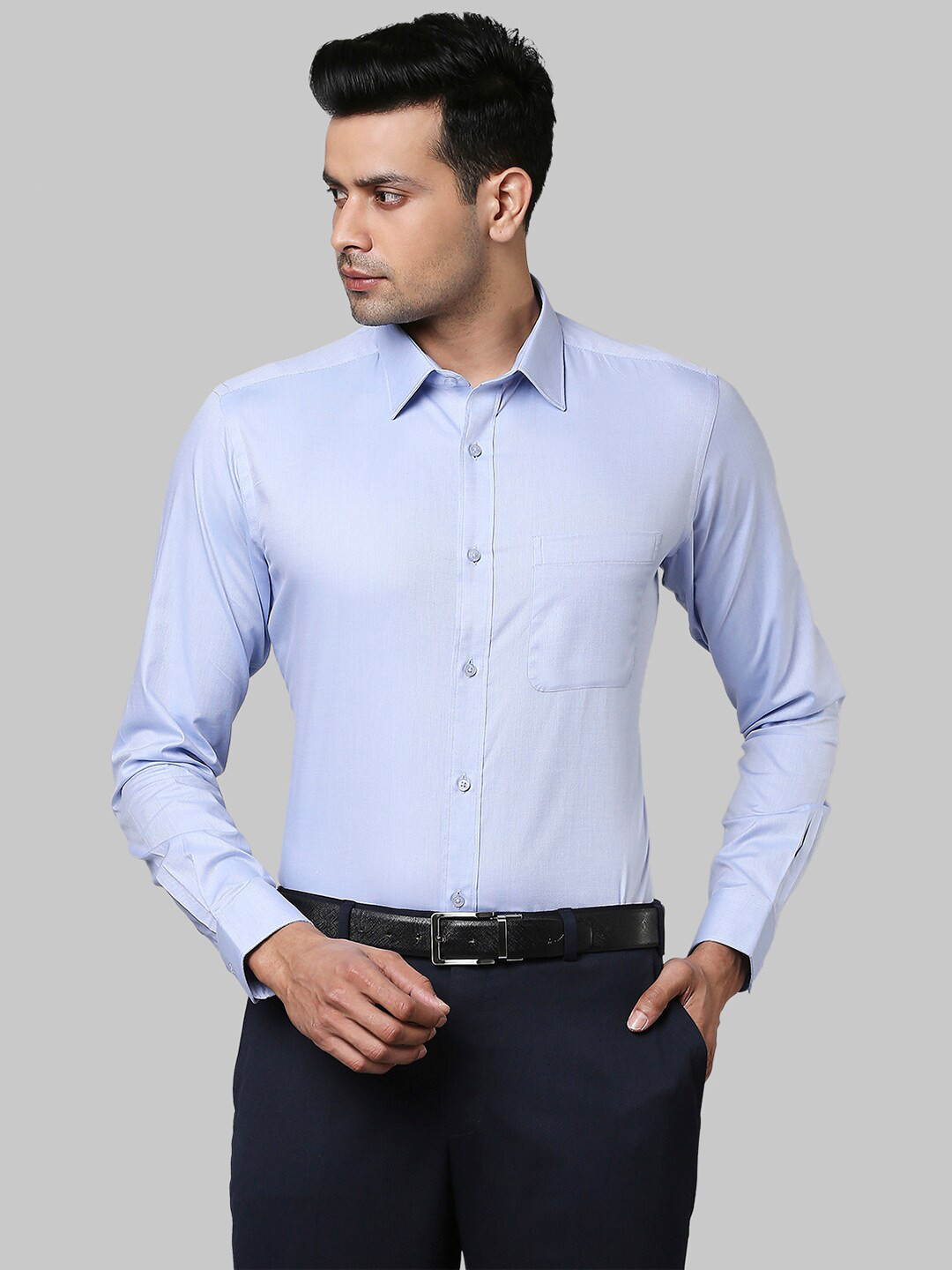 Buy Raymond Men Blue Slim Fit Cotton Formal Shirt Shirts for Men