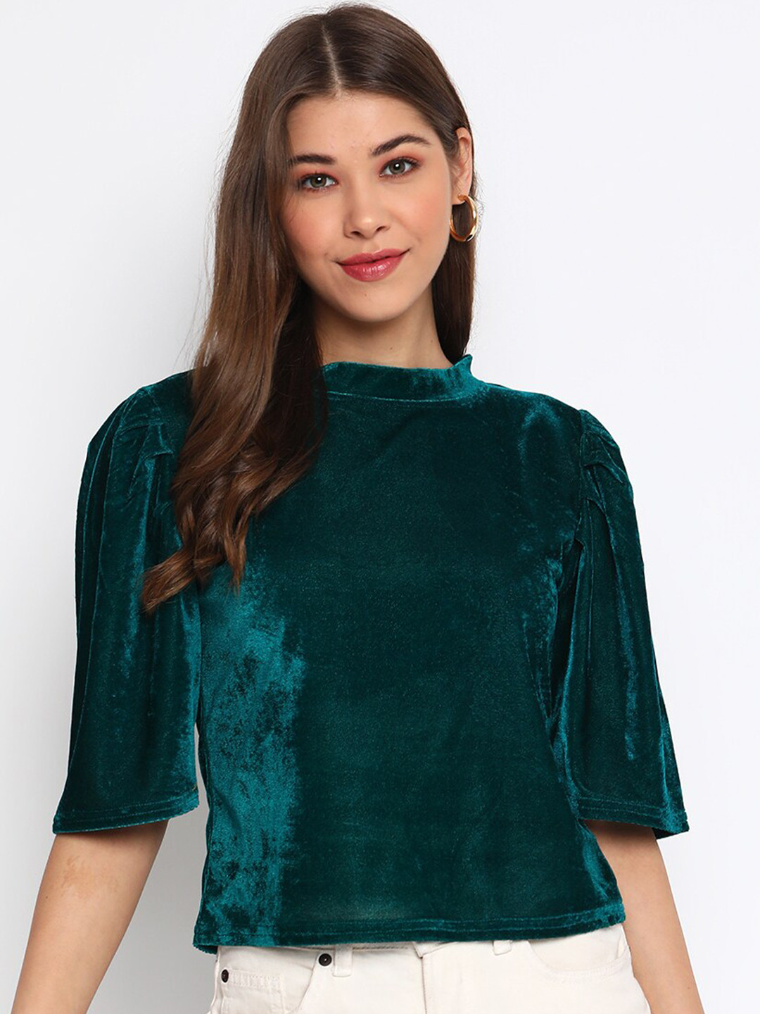 Buy Mayra Teal Velvet Top Tops for Women 17422918 Myntra