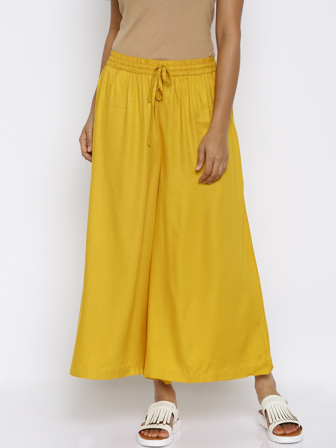 yellow palazzo pants with top