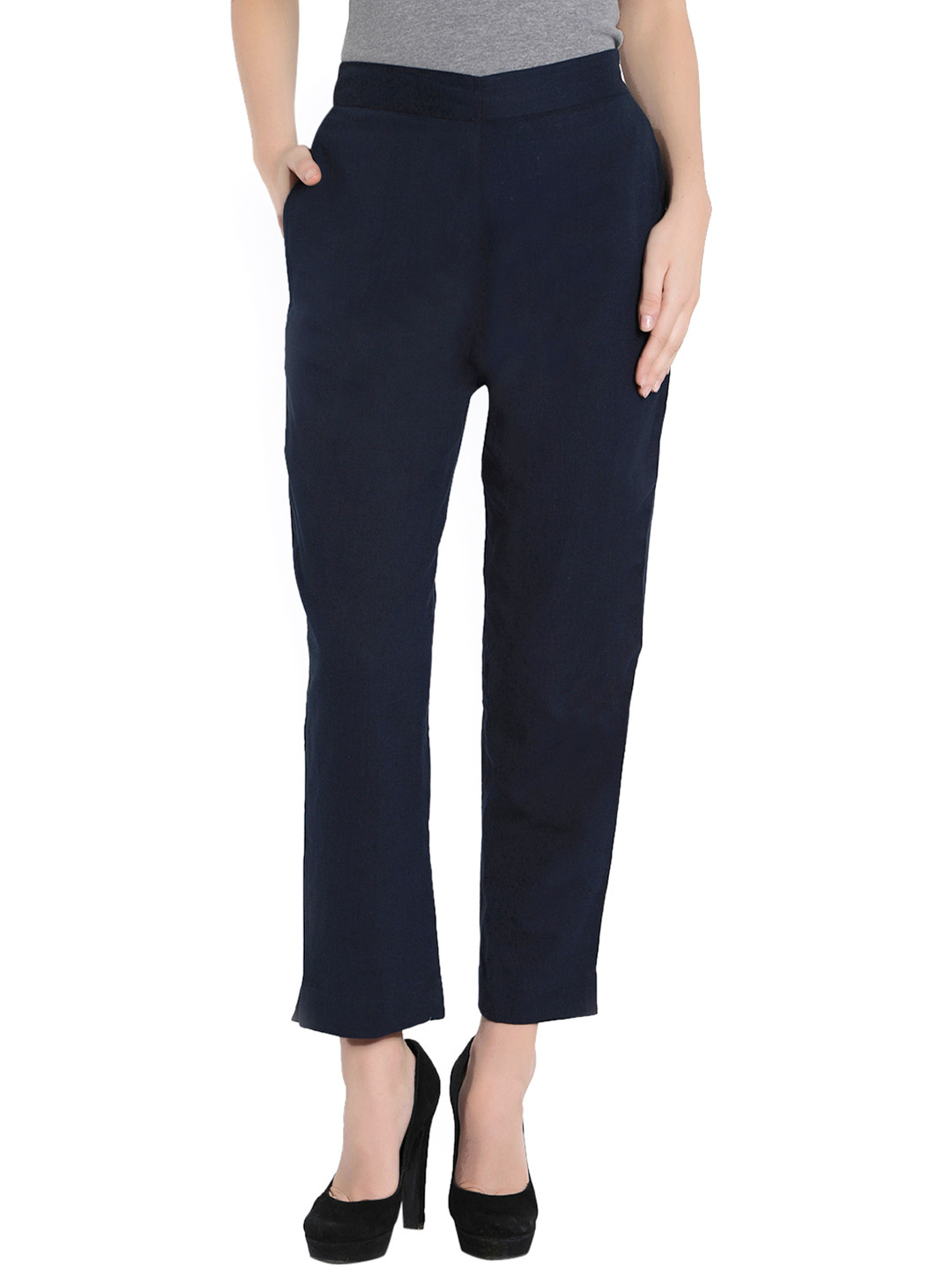 smart navy work trousers womens