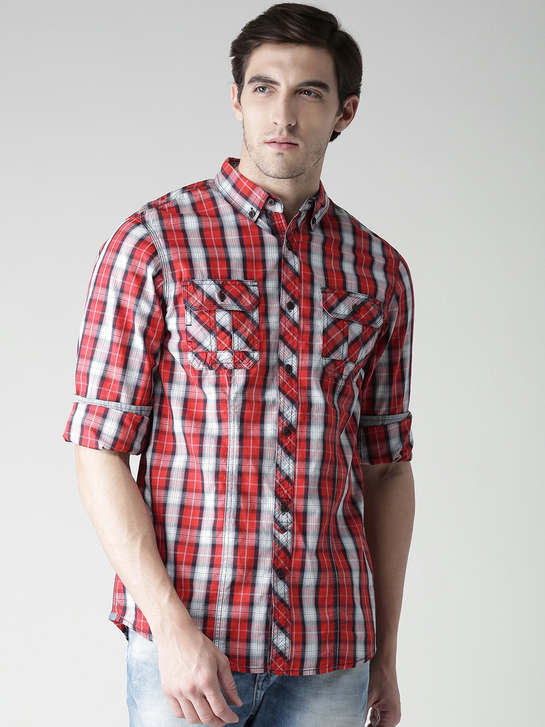 Buy Tokyo Laundry Men Red & Off White Checked Casual Shirt - Shirts for ...