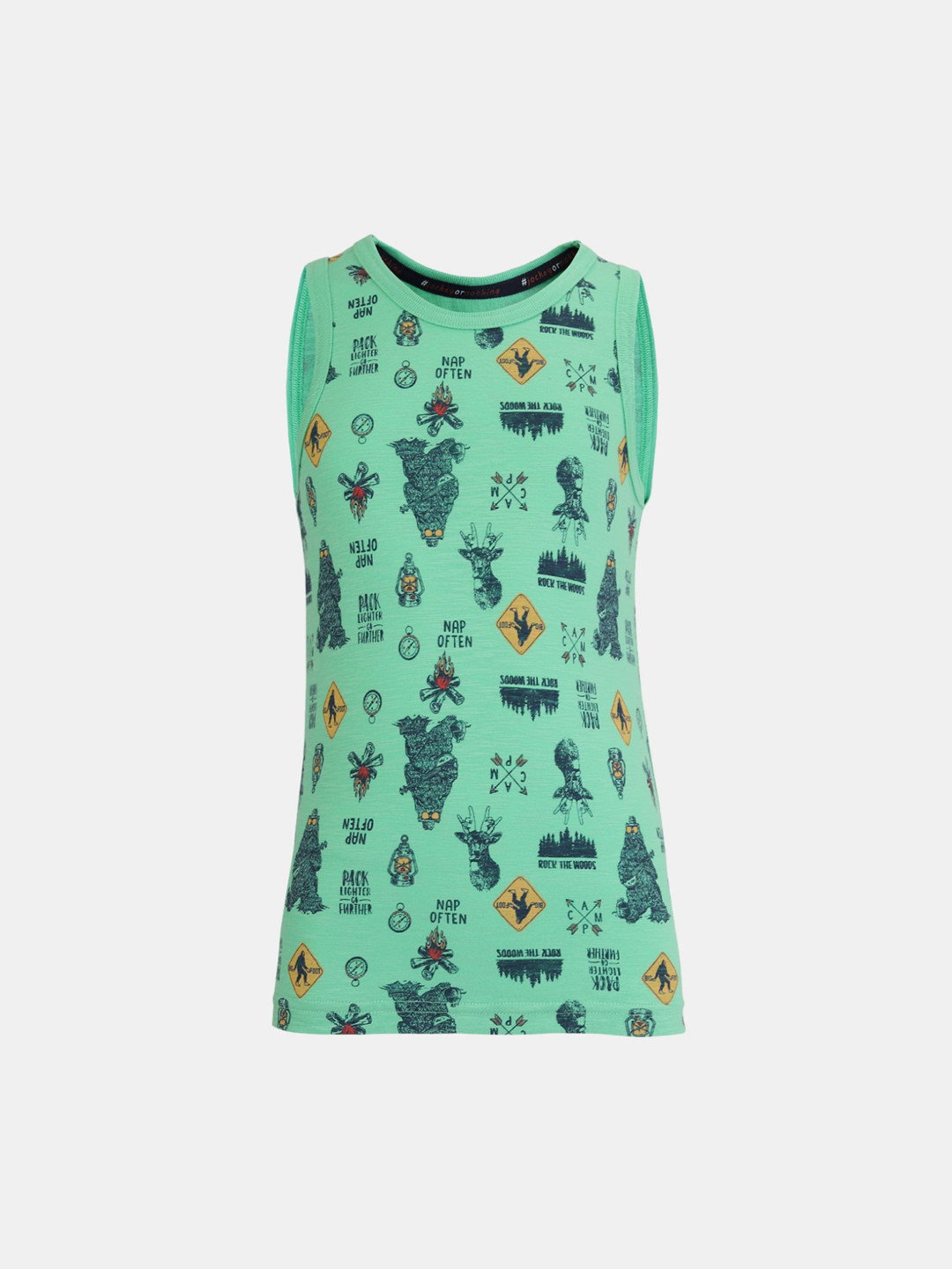 Buy Jockey Boys Green Graphic Printed Pure Cotton Thermal Tops