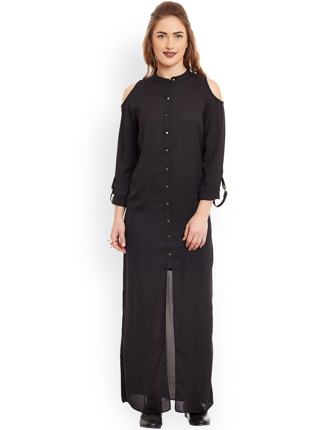 Buy Kazo Women Black Solid Maxi Dress Dresses for Women 1743654 Myntra