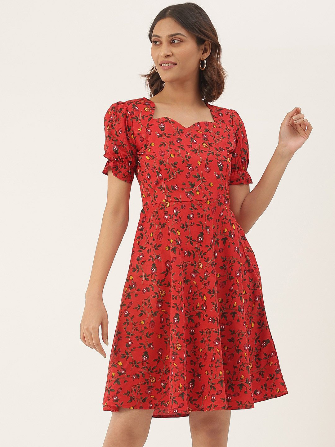 Buy BRINNS Red Floral Crepe Dress Dresses for Women 17436848 Myntra