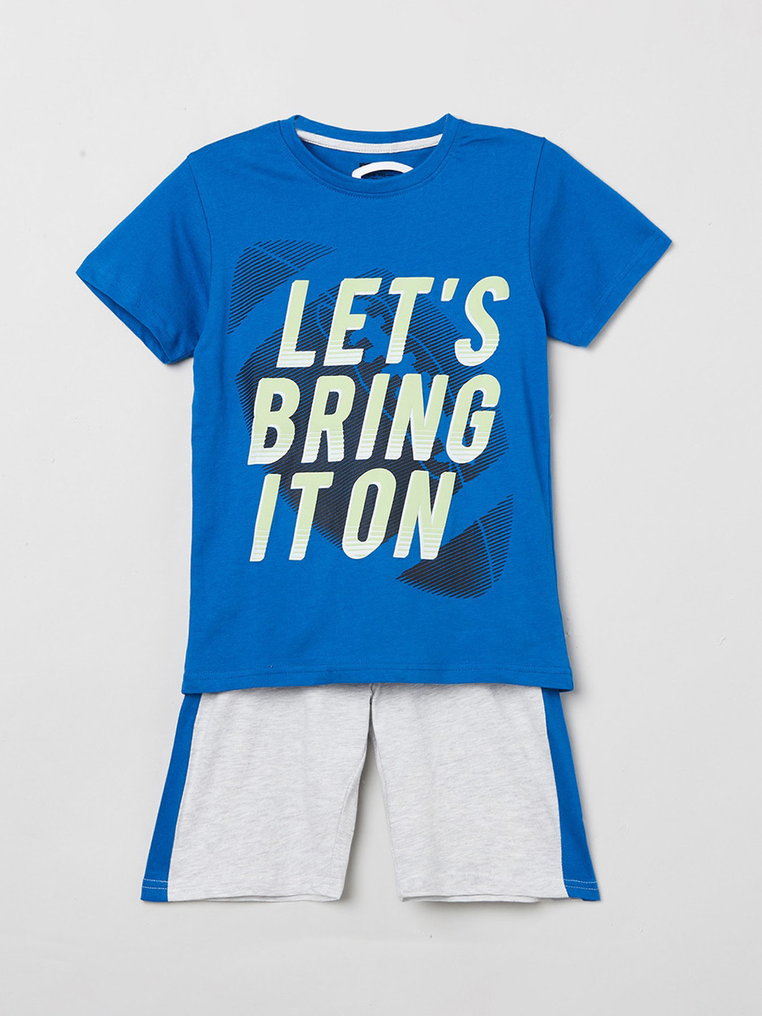 Buy Max Boys Blue & Grey Printed Pure Cotton Night Suit Night Suits