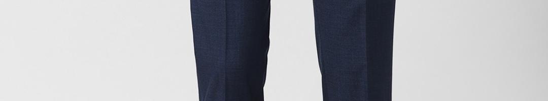 Buy V Dot Men Navy Blue Textured Skinny Fit Trousers - Trousers for Men ...