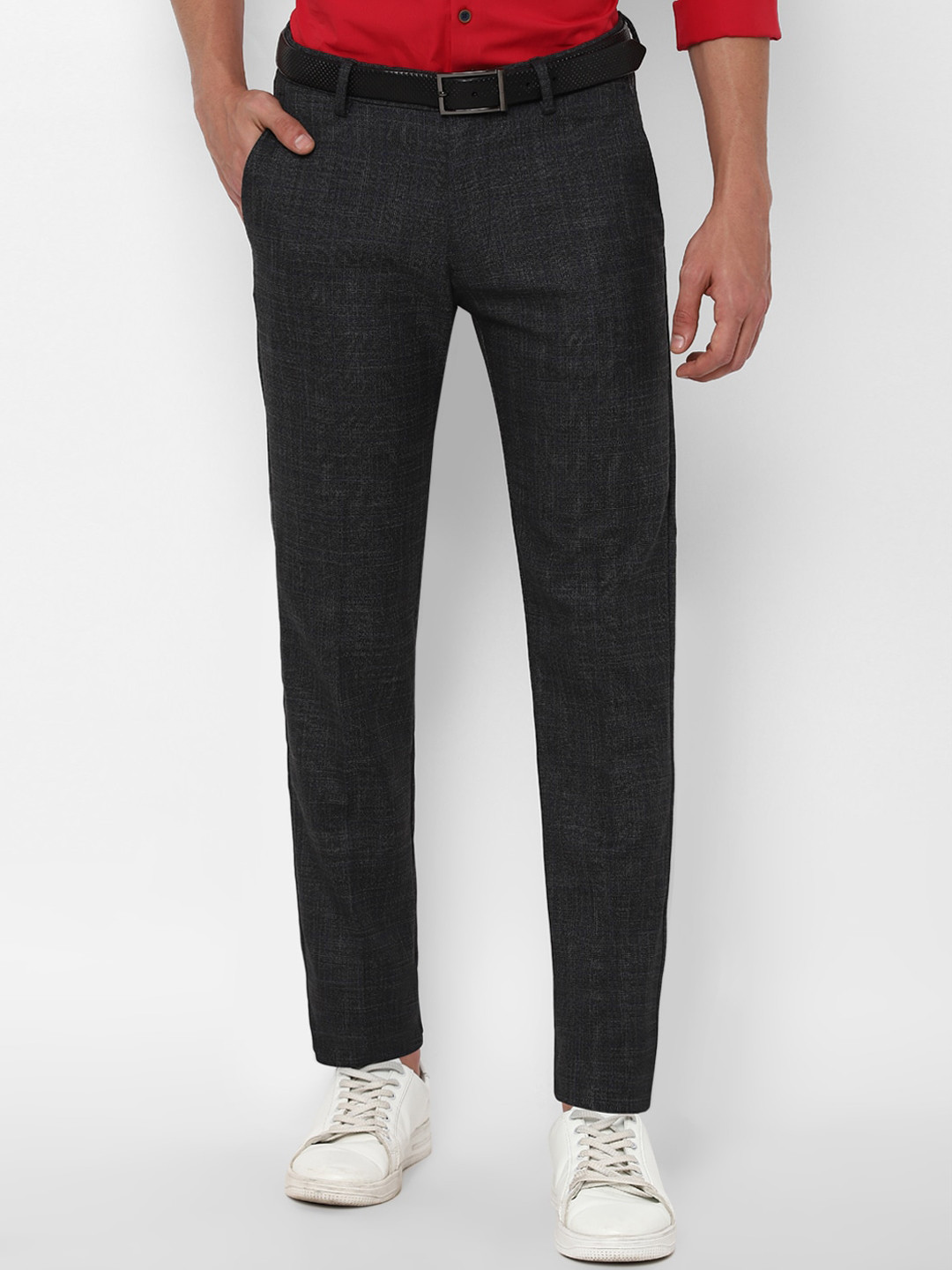 Buy Allen Solly Men Charcoal Grey Slim Fit Trousers - Trousers for Men ...