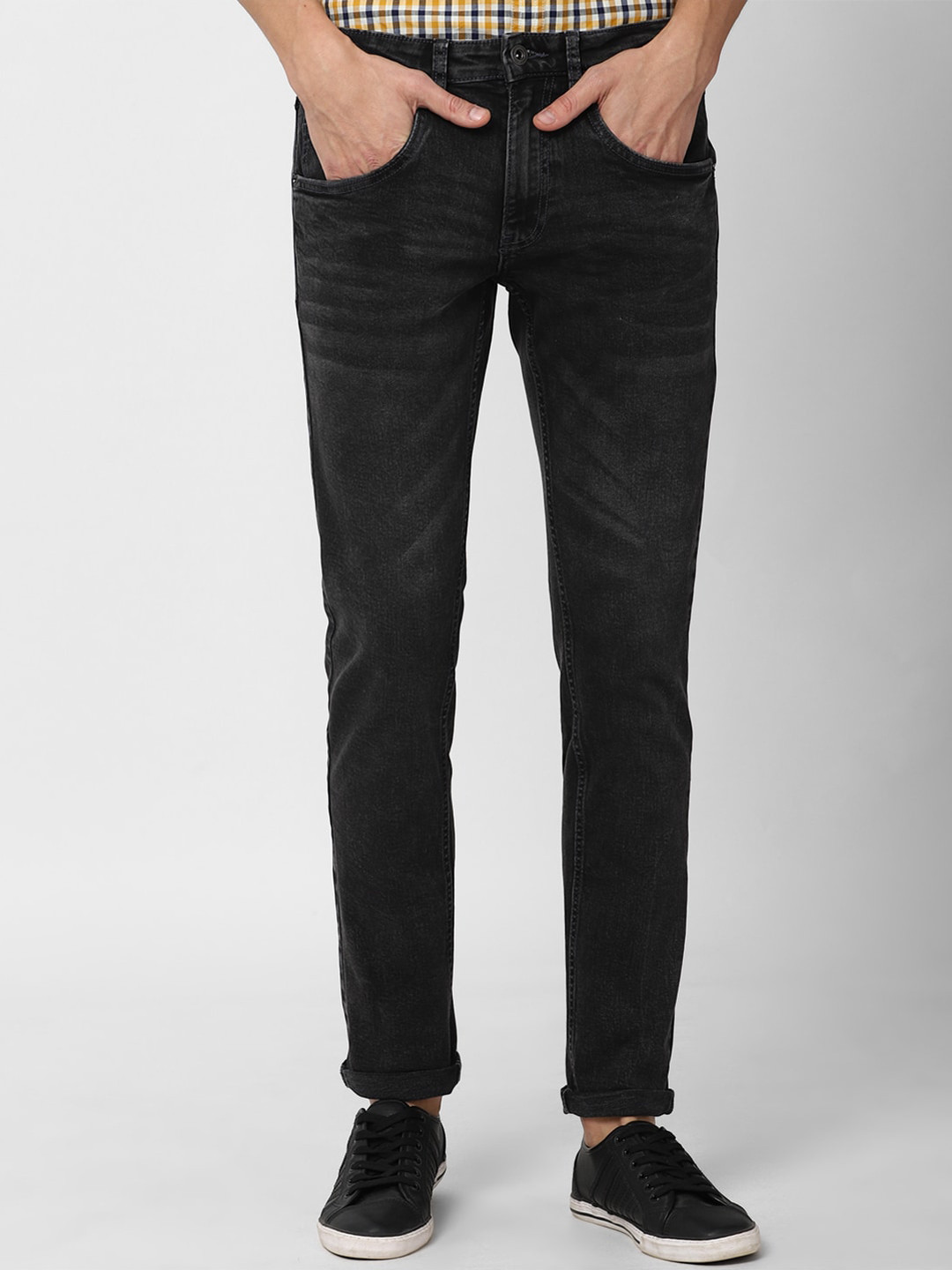 Buy VAN HEUSEN DENIM LABS Men Black Skinny Fit Heavy Fade Jeans Jeans