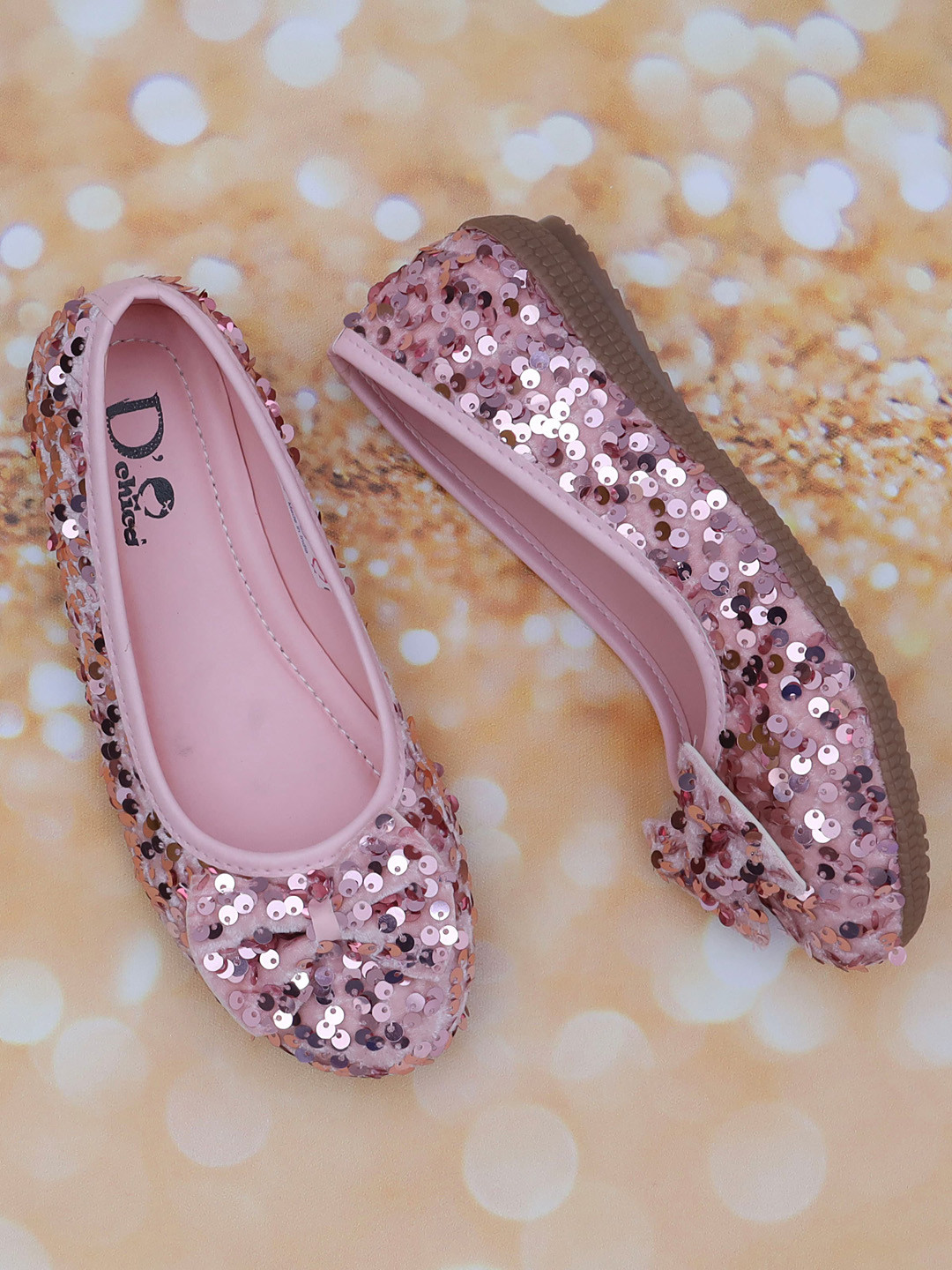 Buy DChica Girls Pink Embellished Leather Ballerinas Flats Flats for