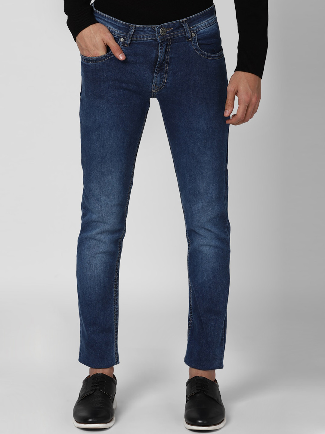 Buy Peter England Casuals Men Navy Blue Skinny Fit Light Fade Jeans