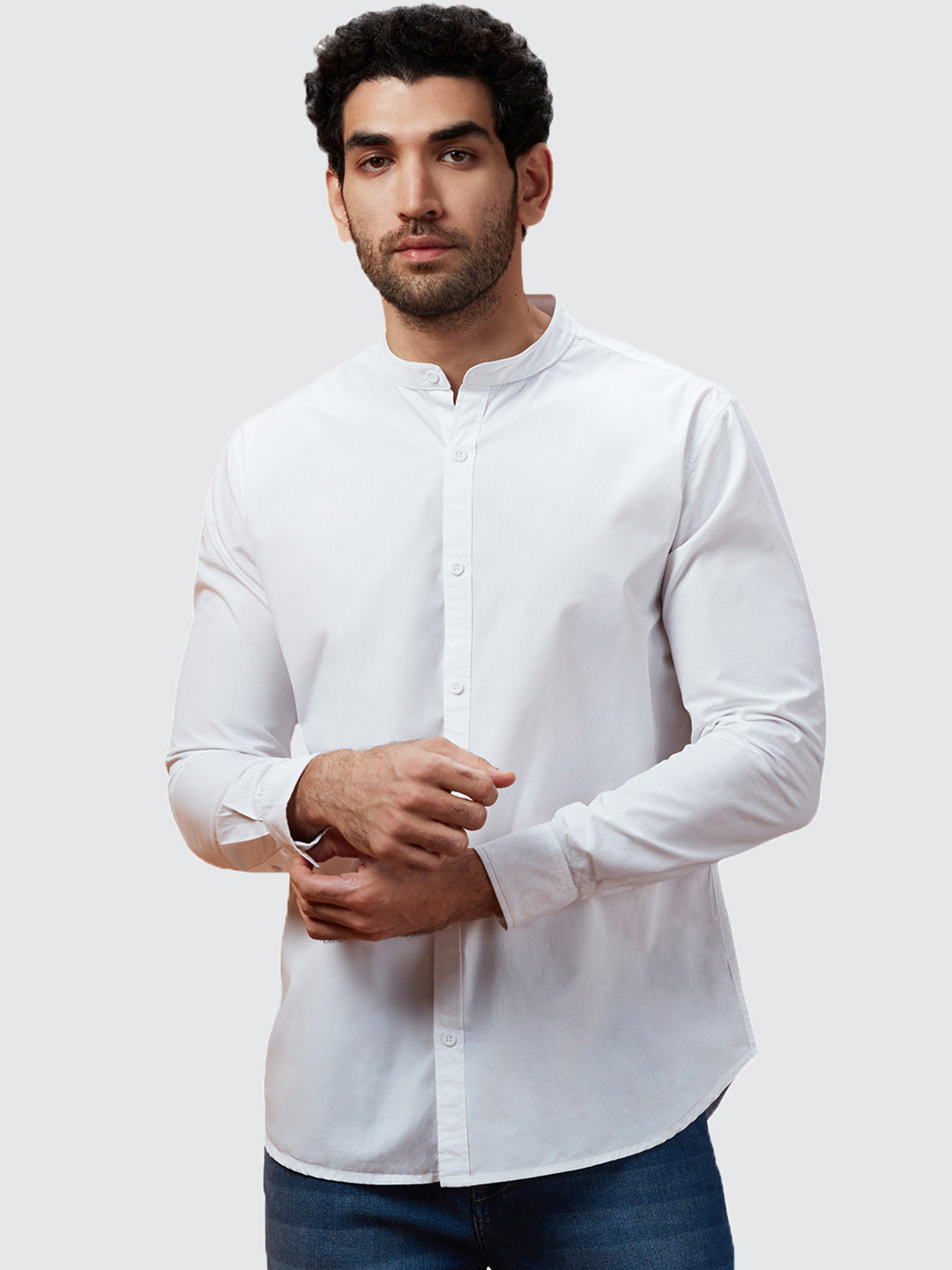 Men's White Comfort Checked Cotton Casual Shirt
