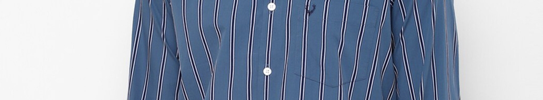 Buy Allen Solly Men Blue & Black Slim Fit Striped Casual Shirt - Shirts ...