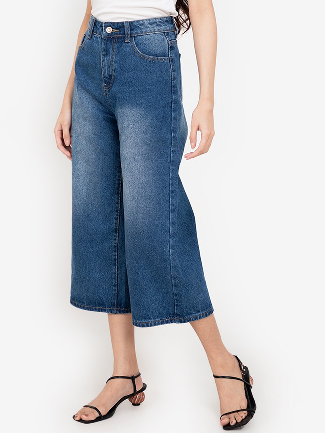Buy ZALORA BASICS Women Blue High Rise Light Fade Jeans - Jeans for ...