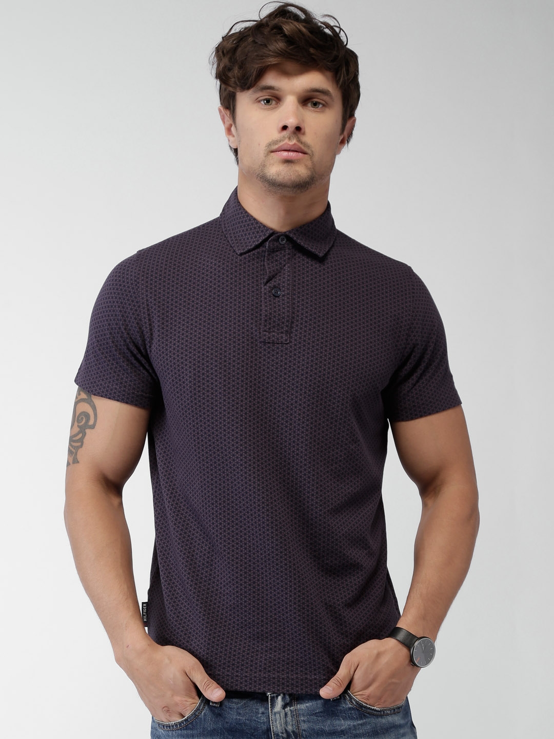 Buy Tommy Hilfiger Men Purple Printed Polo T Shirt - Tshirts for Men ...