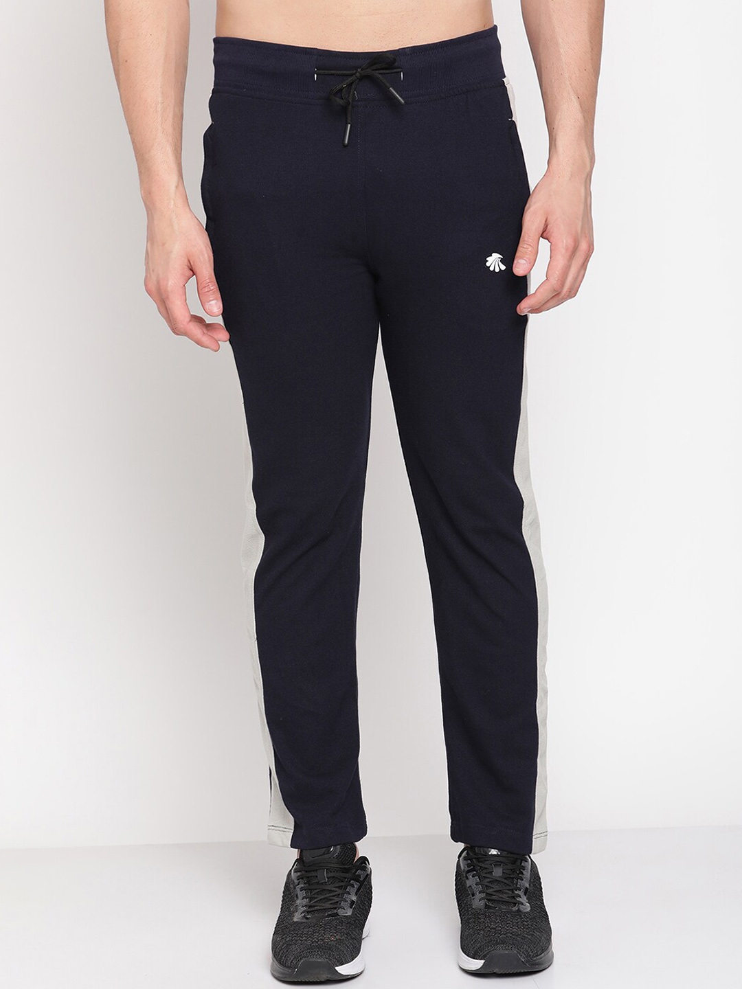 Buy Gallus Men Navy Blue & White Colorblocked Cotton Track Pant - Track ...