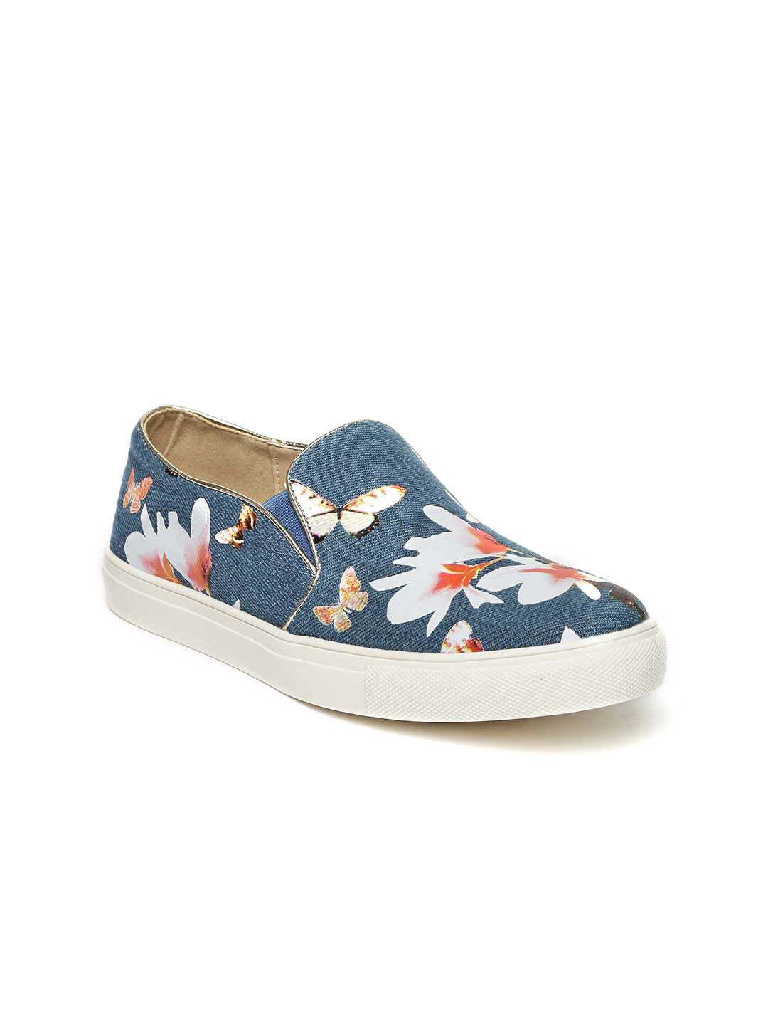 Buy Ginger By Lifestyle Women Blue Floral Print Slip On