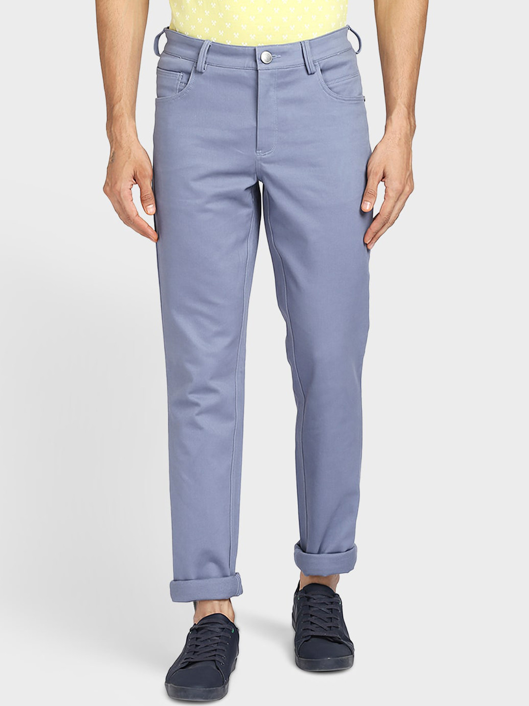 Buy ColorPlus Men Blue Solid Trousers - Trousers for Men 17455042 | Myntra