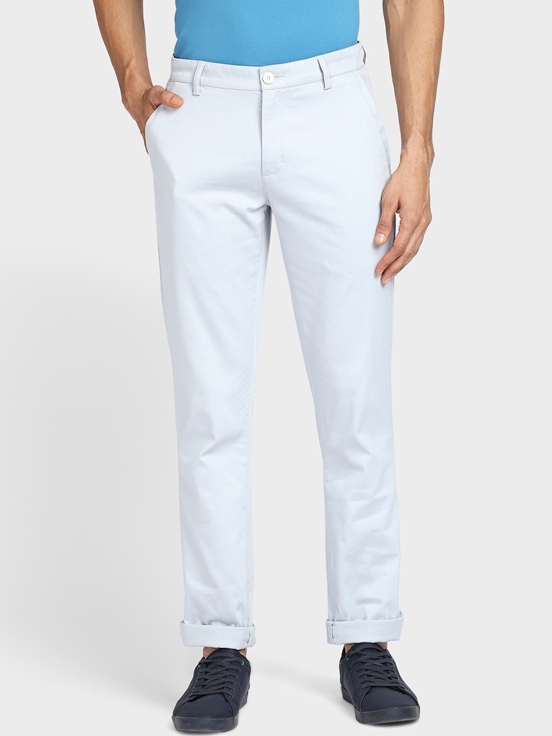 Buy ColorPlus Men Blue Casual Trousers - Trousers for Men 17455232 | Myntra