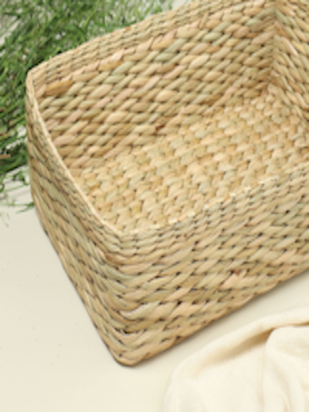 Buy HABERE INDIA Beige Grass Storage Basket -  - Home for Unisex
