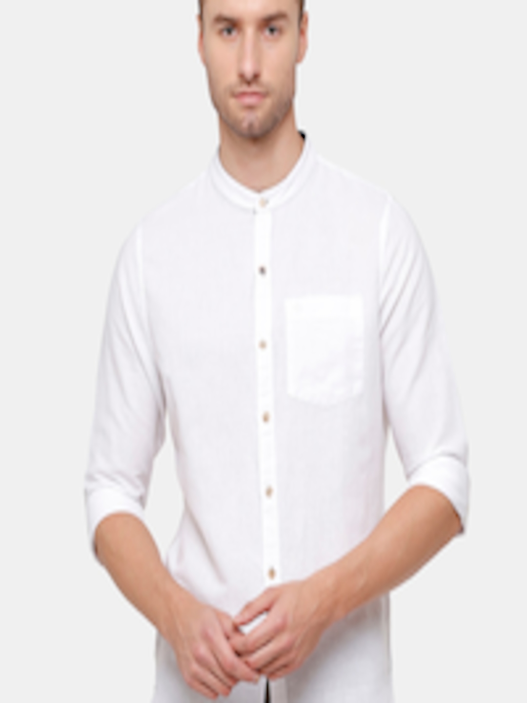 Buy WROGN Men White Slim Fit Cotton Linen Casual Shirt - Shirts for Men ...