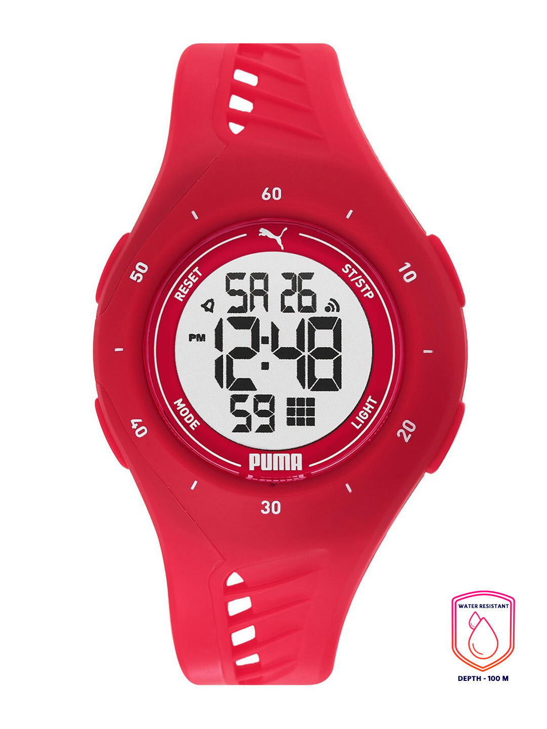 Buy Puma Women Red Dial & Red Straps Digital Multi Function Watch