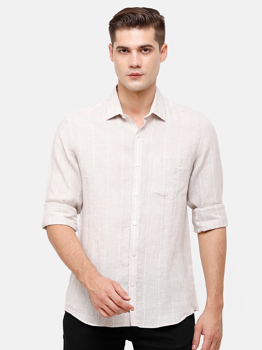 Buy Linen Club Men White Striped Casual Shirt - Shirts for Men 17461372 ...