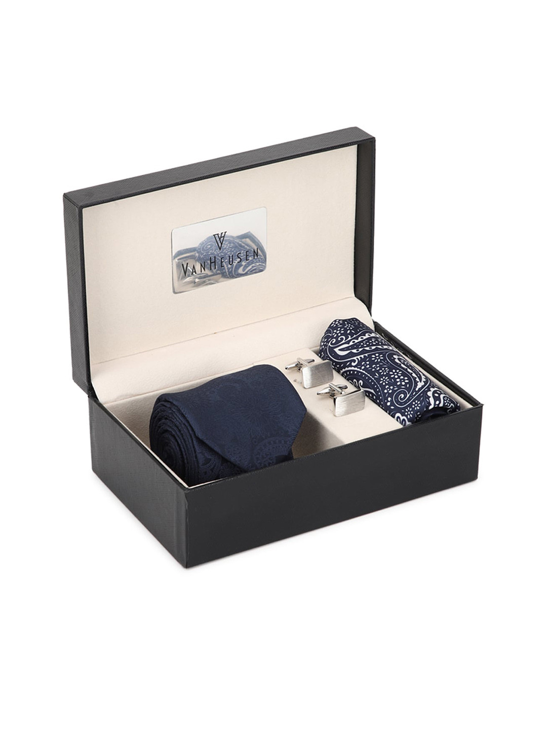 Buy Van Heusen Men Navy Blue Tie Pocket Square And Cufflink Accessory