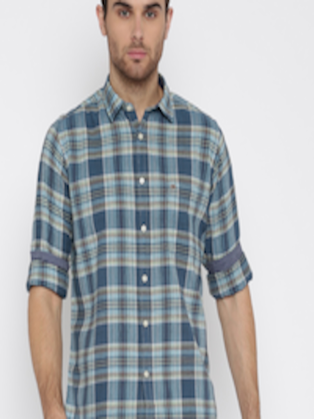 Buy Pepe Jeans Men Blue & Green Semi Fit Checked Casual Shirt - Shirts ...