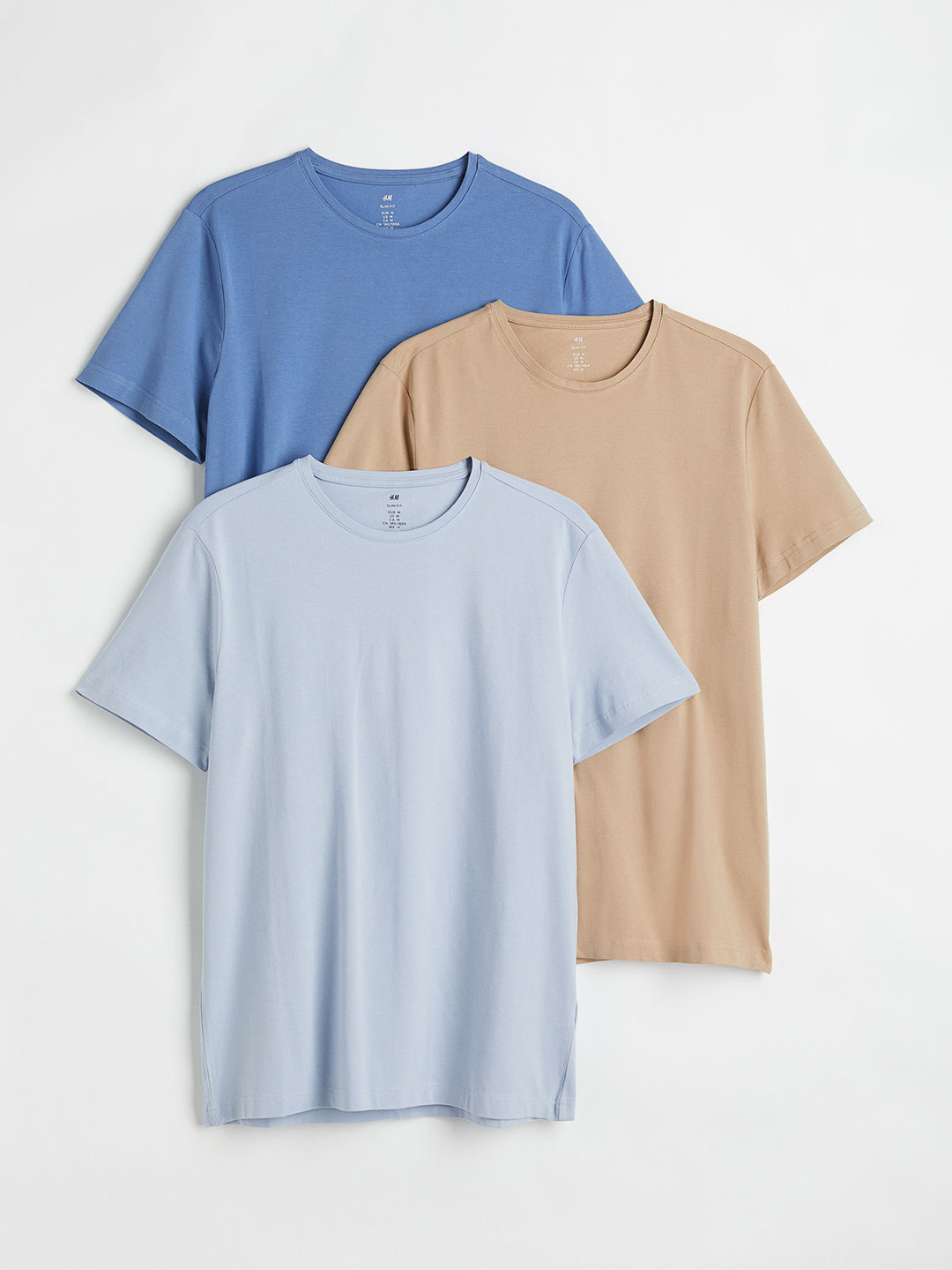 Buy H&M Men Pack Of 3 Slim Fit Cotton T Shirts Tshirts for Men