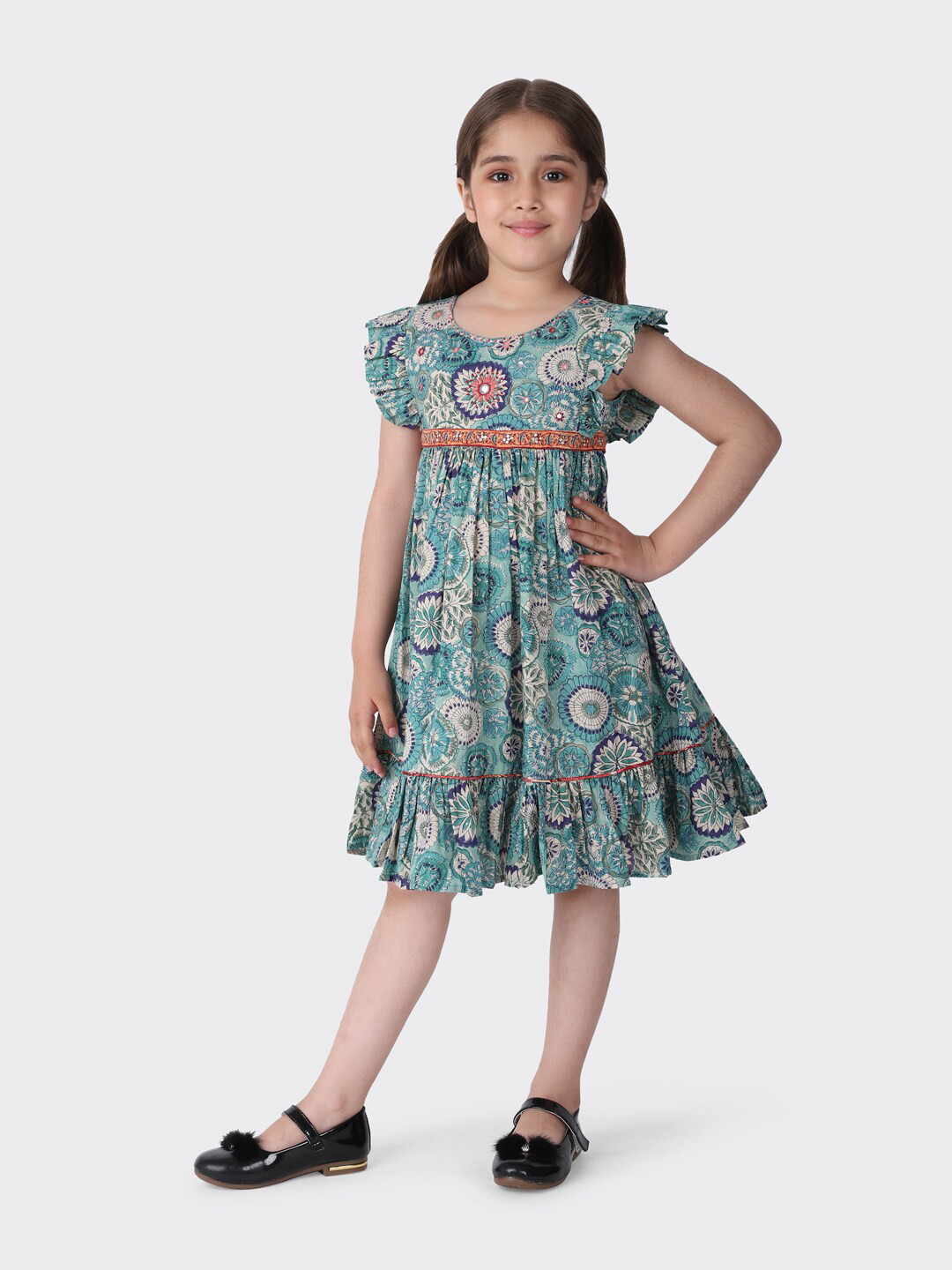 Buy Fabindia Green Floral Dress Dresses for Girls 17465632 Myntra