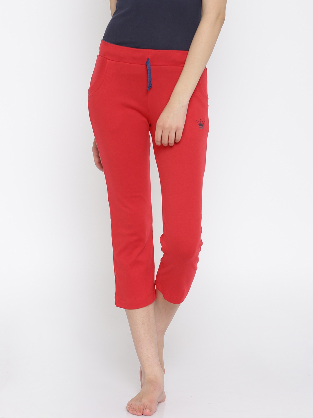 red jean capris