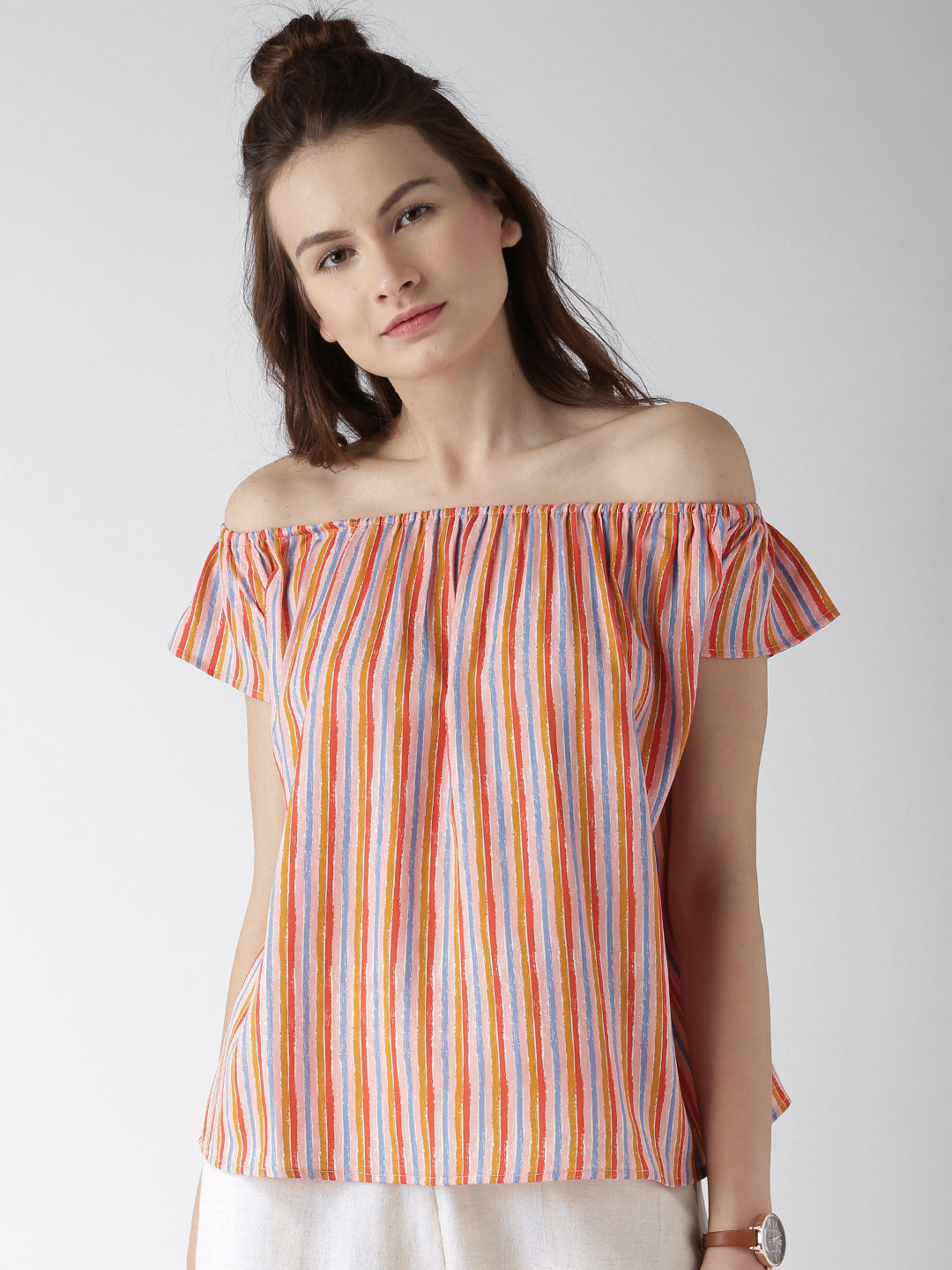 multicoloured striped top womens
