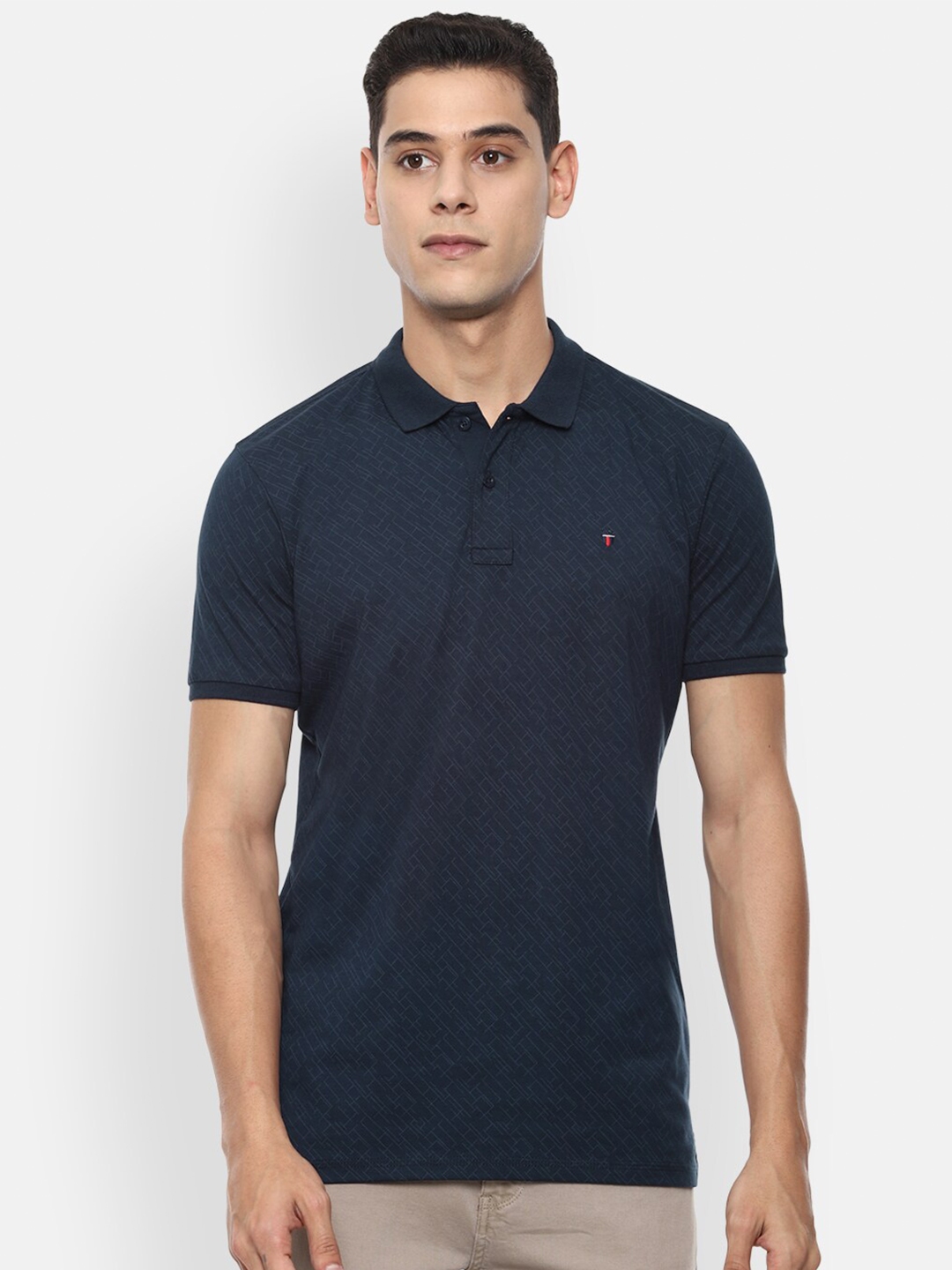 Buy Louis Philippe Sport Men Navy Blue Polo Collar Slim Fit T Shirt ...