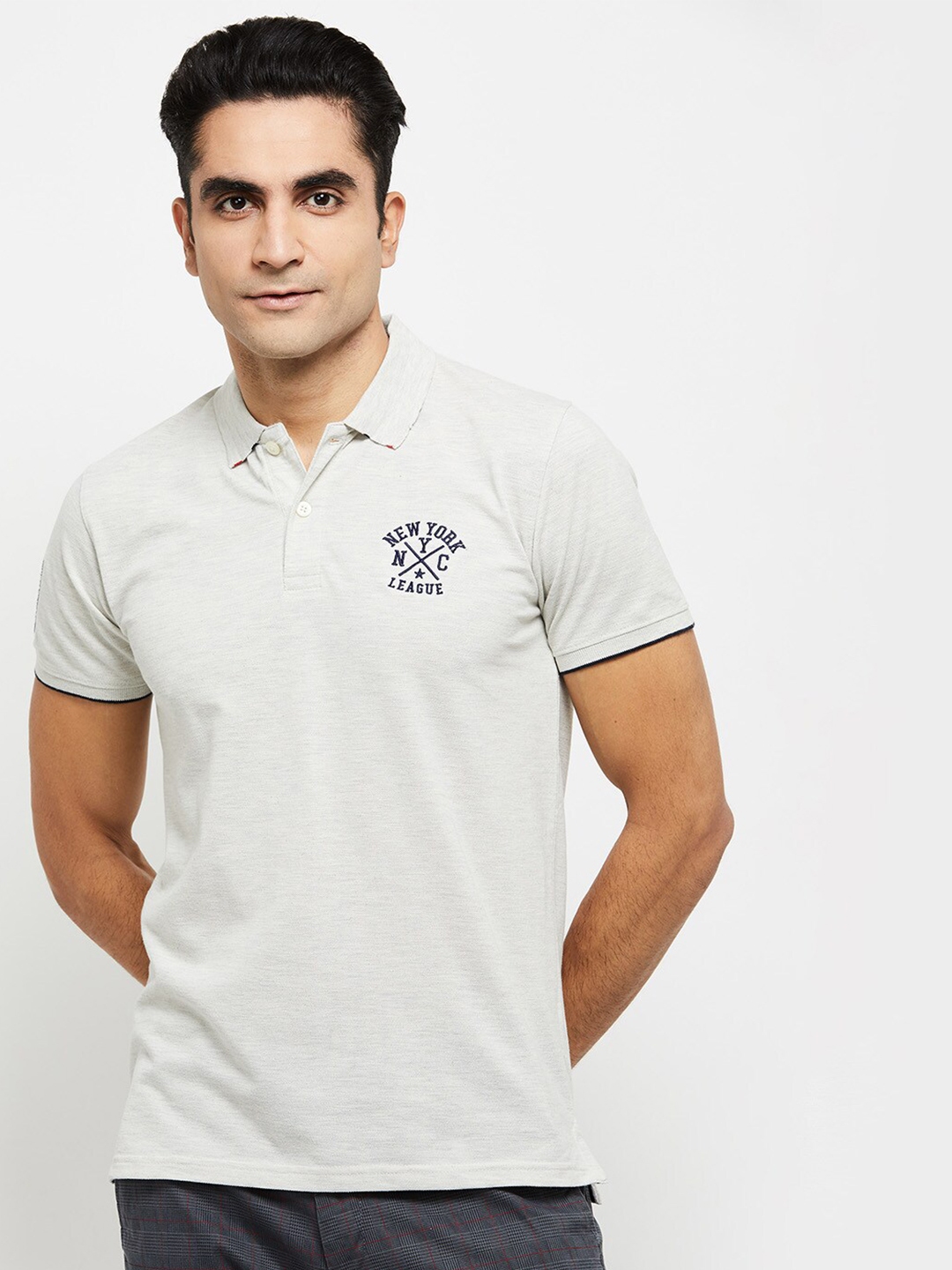 Buy Max Men Beige Polo Collar T Shirt - Tshirts for Men 17475278 | Myntra